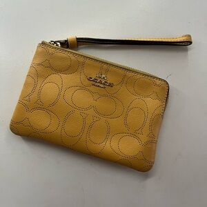 Coach Yellow Leather Wristlet with Strap